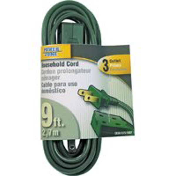 POWERZONE OR780609 Extension Cord 9 Ft 16/2 SPT-2 Green