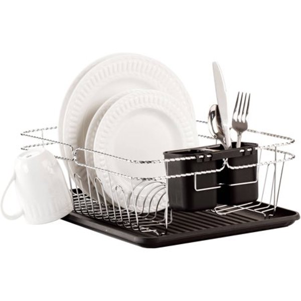 Kennedy International 4028-BLK Twisted Dish Rack Chrome 16.93 In x 12.80 In x 5.51 In Black