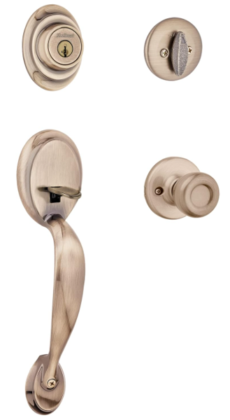 Kwikset 687DAXT5SMTCP Entry Handleset Dakota and Tylo SmartKey Antique Brass