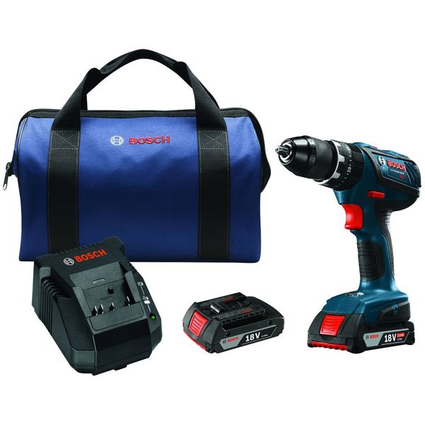 Bosch HDS181A-02 18V Compact Hammer Drill Tough Hammer with 2 SlimPack Batteries