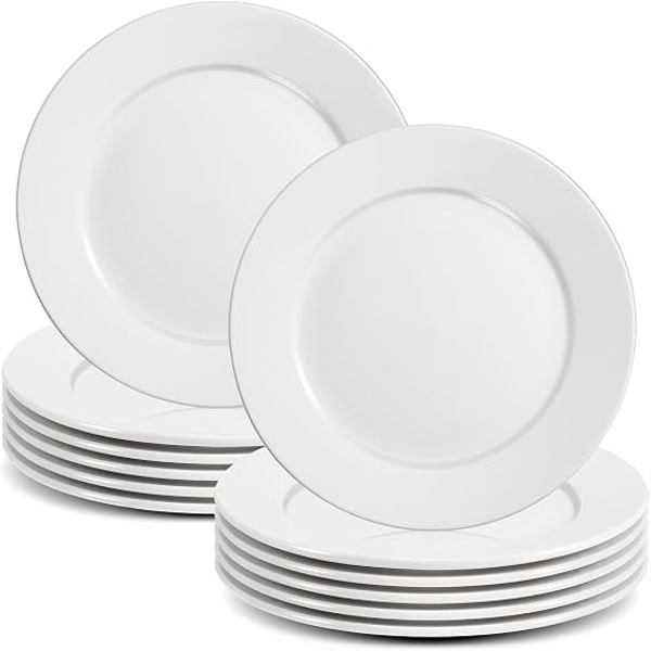 C.C.A International 201355 Basic White Dinner Plate Set 8 Piece White