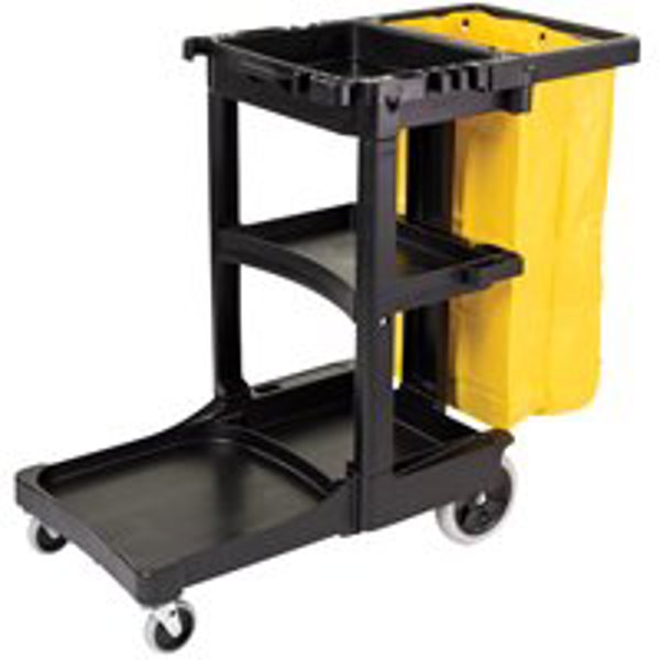 Rubbermaid FG617388BLA Janitor Cart 2000 with Vinyl Bag Black
