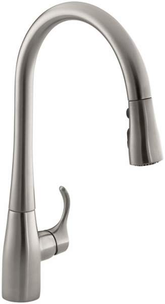 Kohler 596-VS Single Hole Pull Down Kitchen Faucet Vibrant Stainless Steel