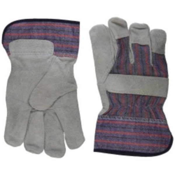 PIP WA4215A Economy Large Leather Palm Gloves Split Cowhide Striped Patch Palm