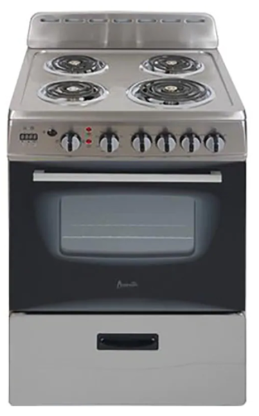 Avanti Products ERU240P3S Electric Range 2.6 Cu Ft Capacity Black Stainless Steel 3 Coil Burners