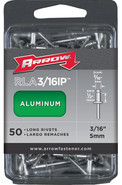 Arrow Fastener Co A08023 Aluminum Rivet 3/16 In Long 50 Pcs