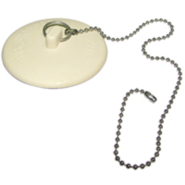 Plumb Pak PP820-43 Drain Stopper with Chain Fits Size 1-1/2 to 2 In Rubber White