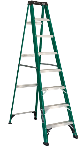 Louisville Ladder FS4008 8 Ft Step Ladder Type II 225 Lb Commercial Non Conductive Fiberglass