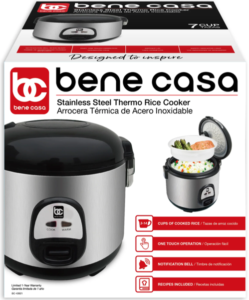 MBR Industries BC-43921 Rice Cooker 7 Cup Capacity Thermo Stainless Steel