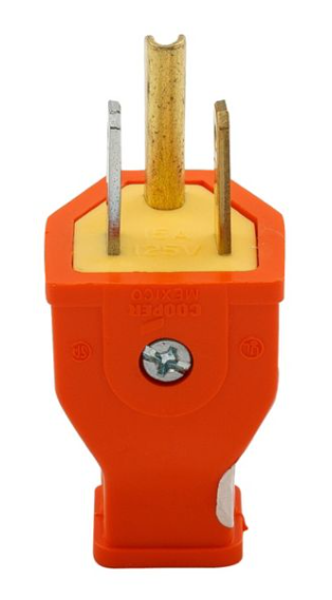 EATON-COOPER WIRING SA399O Straight Plug 125V 15A NEMA 5-15R 3-Wire Thermoplastic Orange