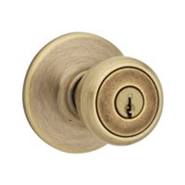 Kwikset 400T5CPK6 Entry Knob Lockset Antique Brass K6 Key Brass