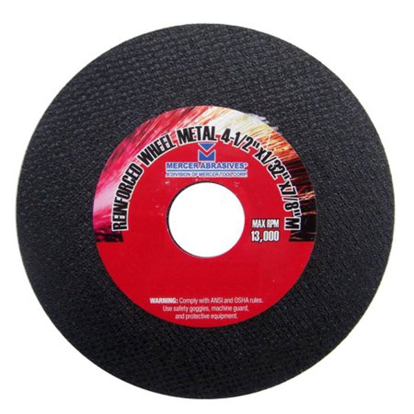 Mercer Abrasives 615060 Cutoff Wheel 4-1/2 In Diameter 1/8 In Thickness 7/8 In Arbor Small Diameter High Speed Fully Reinforced