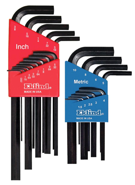 Eklind Tool 10022 22 Piece Hex Key Set Long Arm L Handle Black