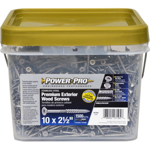 305SS Hillman Group 967882 Power Pro Exterior All Purpose Screw 10X2.5 305 Stainless Steel