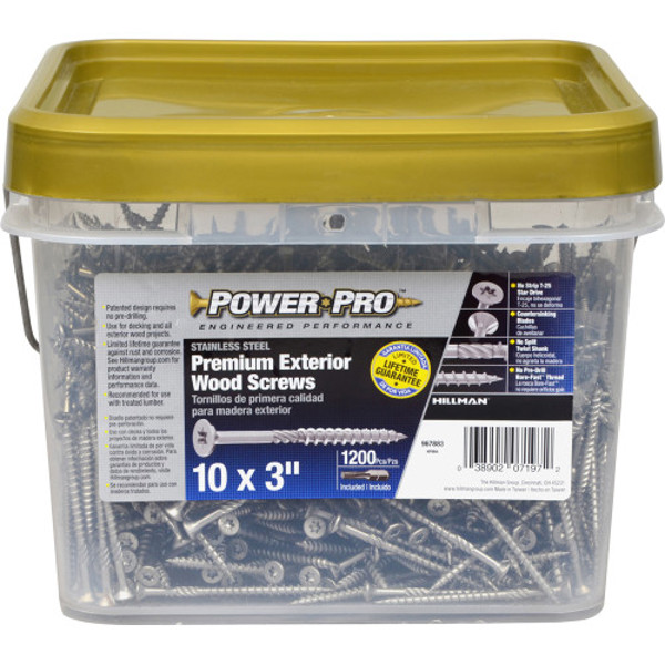 Hillman Group 967883 Power Pro Exterior All Purpose Screw 10X Stainless Steel