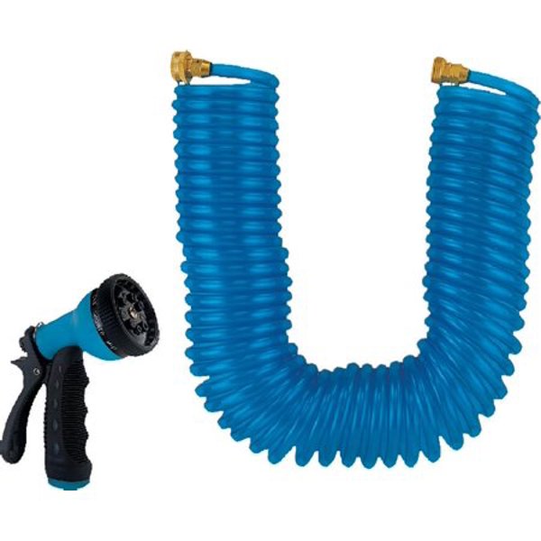 Landscapers Select GT-445030 Coil Hose with Nozzle 50 Ft PVC Blue Female and Male