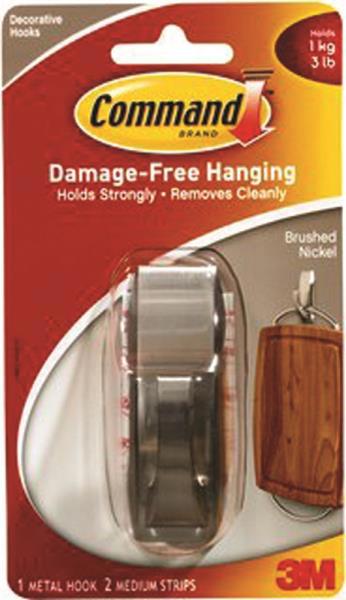 3M MR02-BN Modern Reflection Medium Hook Brushed Nickel