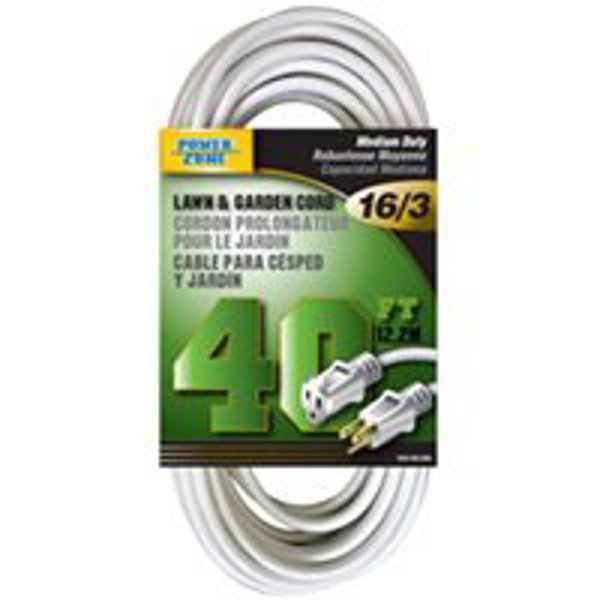 POWERZONE OR883628 Extension Cord 40 Ft 16/3 SJTW White