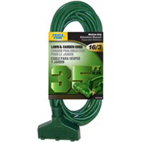 POWERZONE OR605627 Triple Tap Extension Cord 35 Ft 16/3 SJTW Green